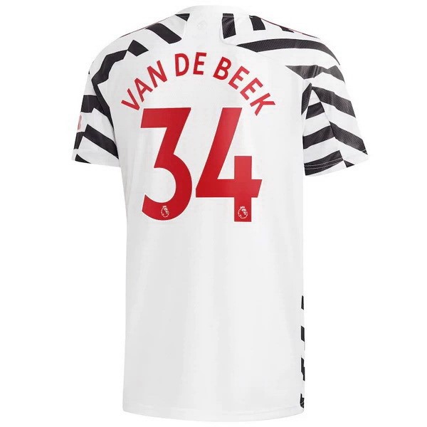 Camiseta Manchester United NO.34 Van De Beek Tercera Equipación 2020-2021 Blanco
